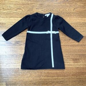 Janie and Jack 18-24 Months Long-Sleeve Black Dress with White Bow Accent